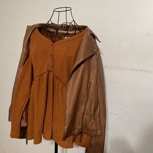 Burnt orange, long sleeved blouse / shirt